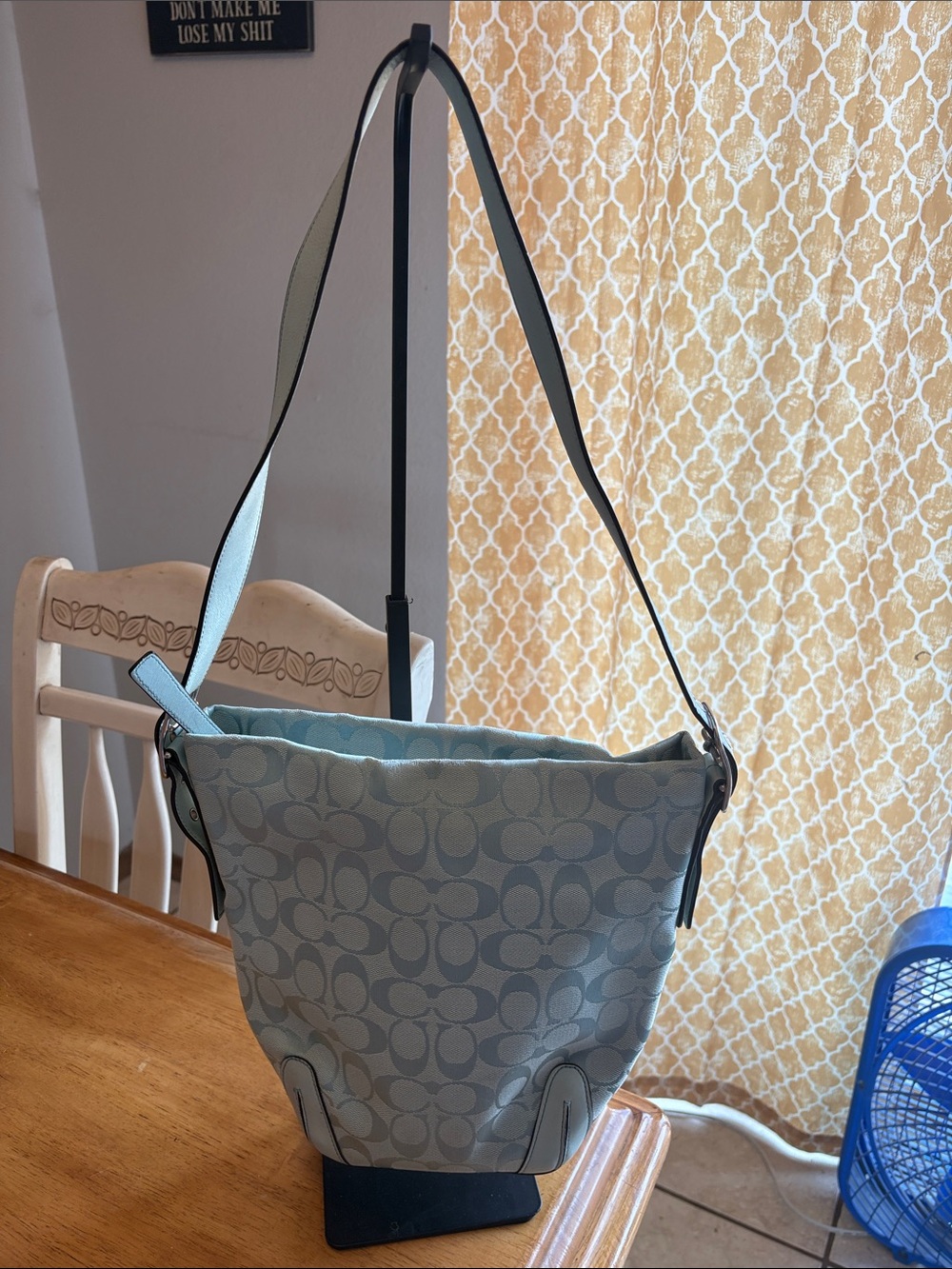 Coach 2006 Light Blue Signature Canvas Shoulder Bag